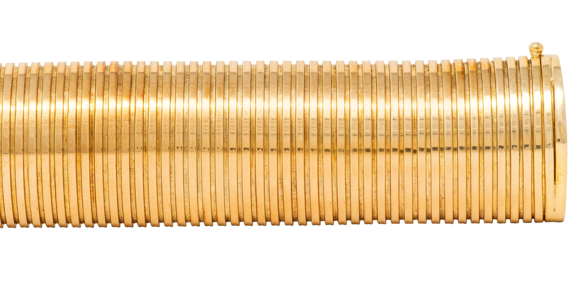 1960's 14 Karat Yellow Gold Vintage Wide Tubogas Bracelet