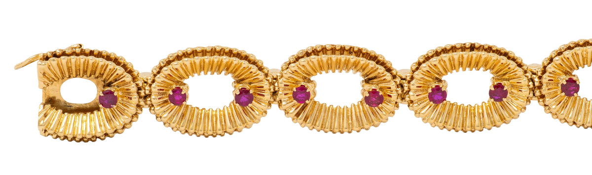 Van Cleef & Arpels French 1950's Ruby 18K Yellow Gold Vintage Link Bracelet