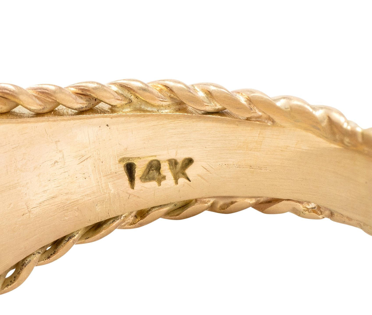 1960's Diamond Sapphire Platinum 14K Gold Vintage Twisted Rope Wide Band Ring