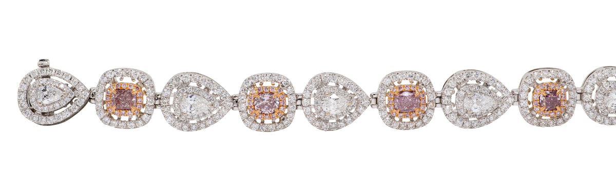 Fancy Pink Diamond 18 Karat Two-Tone Gold Contemporary Line Bracelet