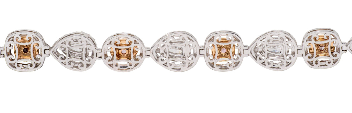 Fancy Pink Diamond 18 Karat Two-Tone Gold Contemporary Line Bracelet