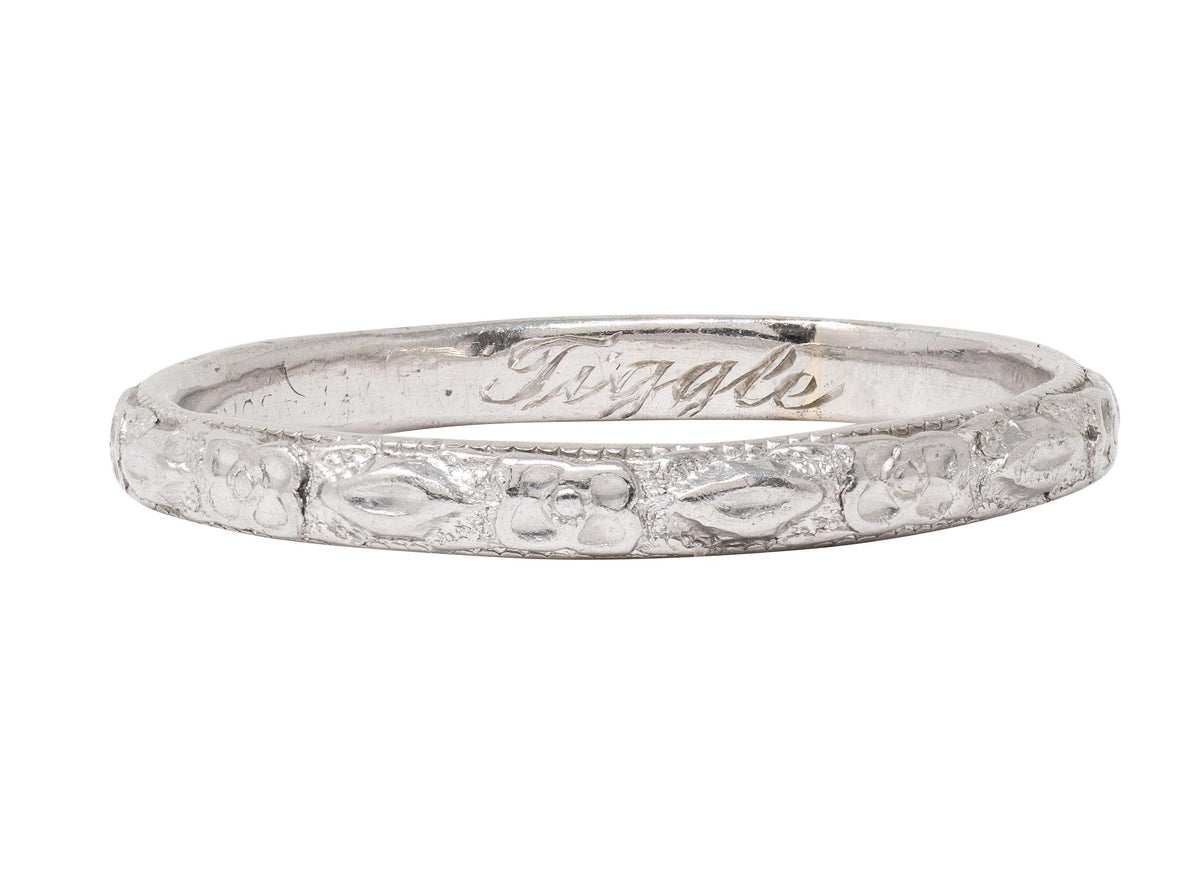 Art Deco Platinum Orange Blossom Wedding Band Ring