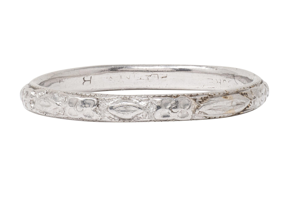 Art Deco Platinum Orange Blossom Wedding Band Ring