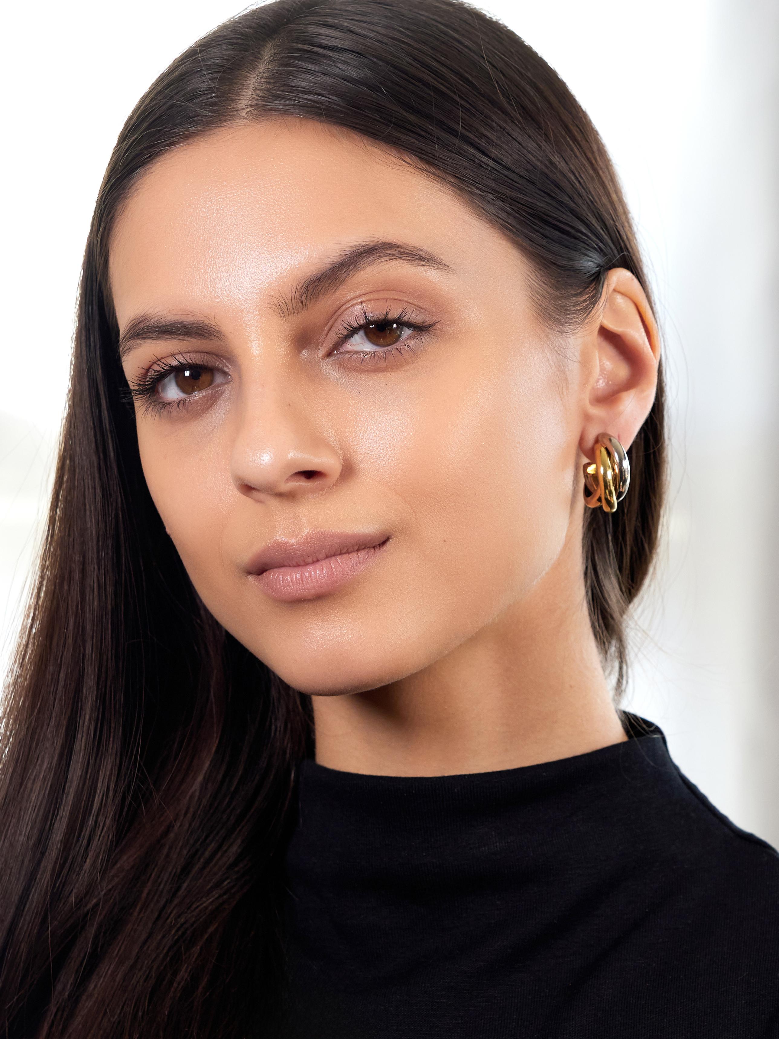 Cartier French 1990's 18 Karat Tri-Gold Rose Vintage Trinity Hoop Earrings