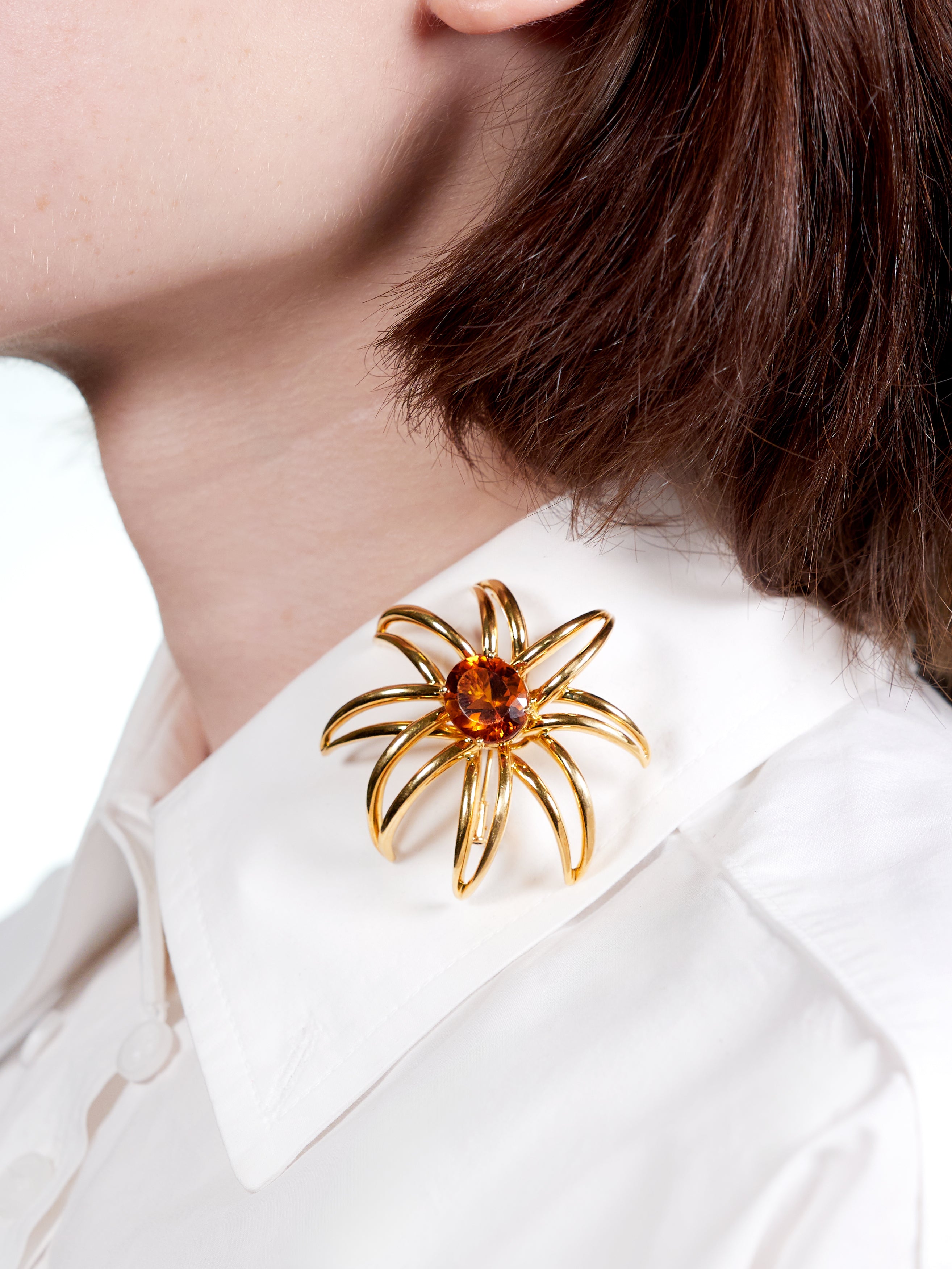 Tiffany & Co. 1994 Citrine 18 Karat Yellow Gold Vintage Fireworks Brooch