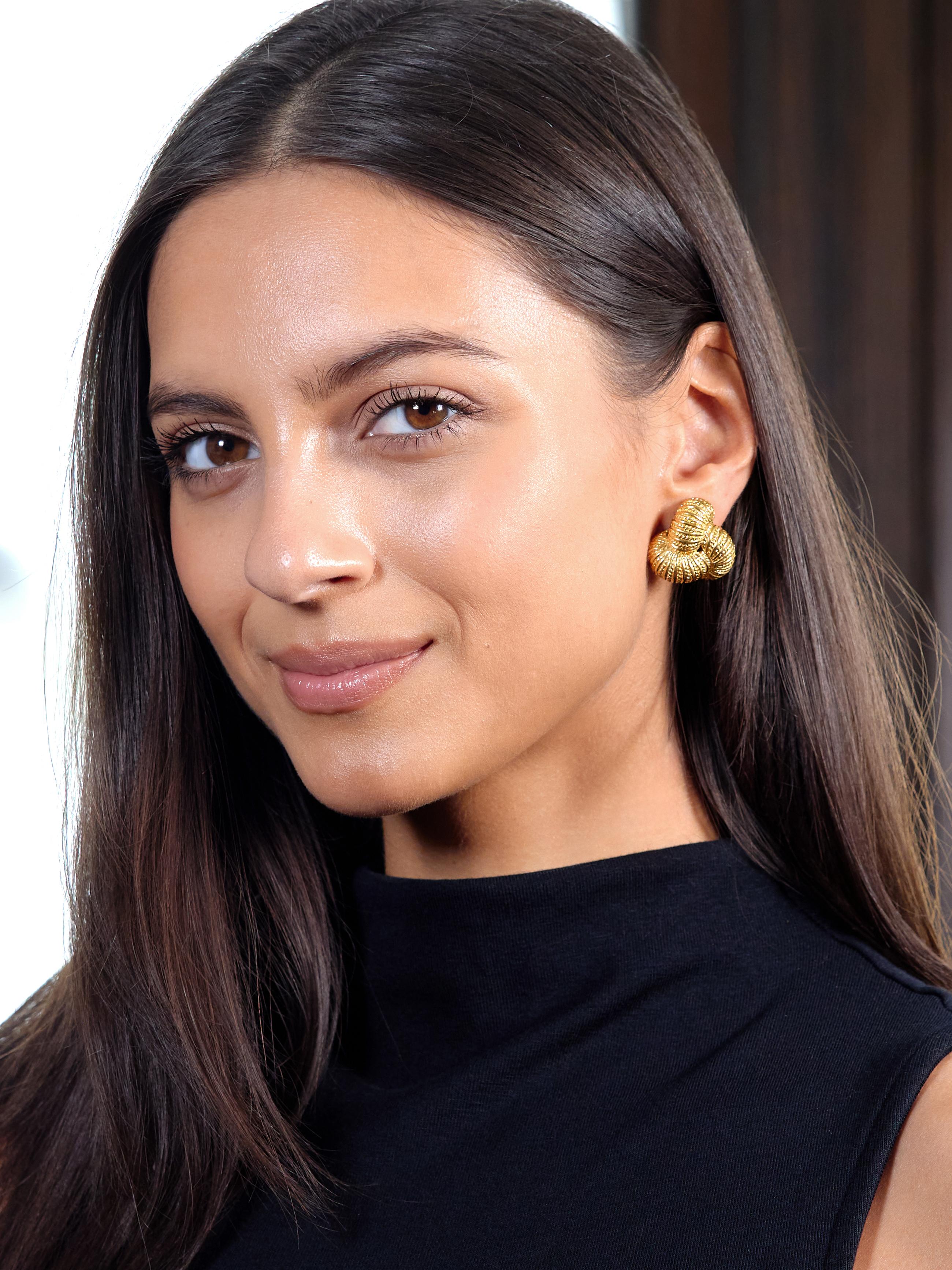 Tiffany & Co. 1960's 18 Karat Yellow Gold Vintage Rope Knot Ear-Clip Earrings
