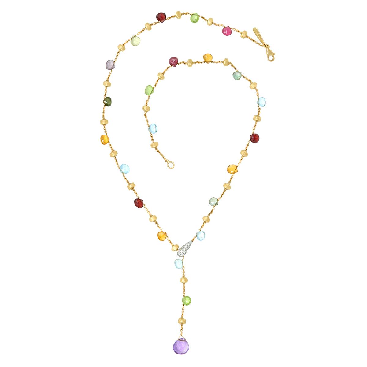 Marco Bicego 2000's Diamond Multi-Gem 18K Gold Contemporary Paradise Necklace