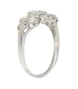 Mid-Century 1.50 CTW Marquise Diamond 14 Karat White Gold Vintage Cluster Ring