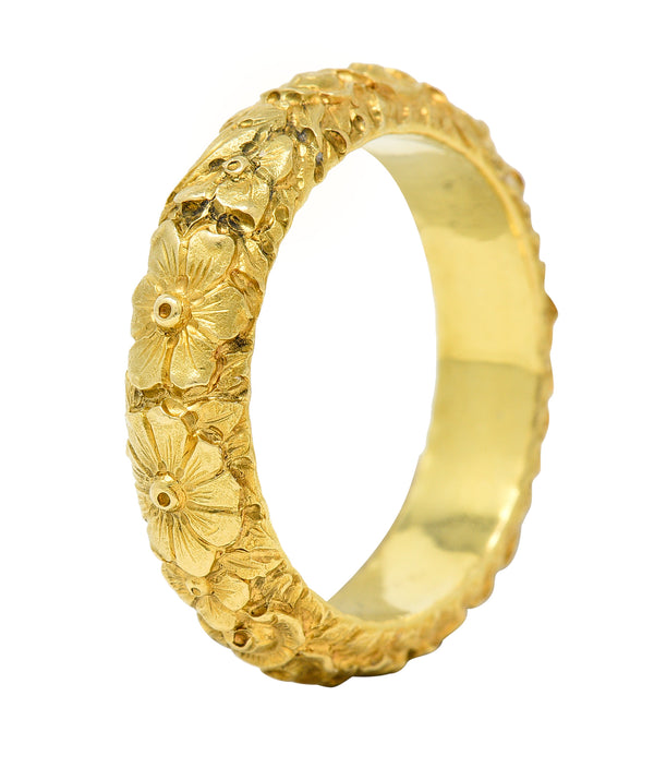Art Nouveau 18 Karat Yellow Gold Orange Blossom Garland Antique Band Ring