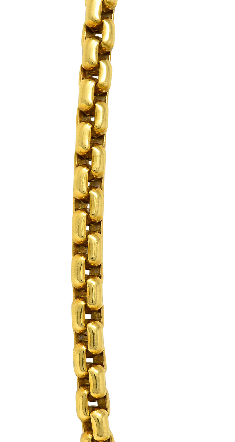 Tiffany & Co 1970's 18 Karat Yellow Gold Vintage Box Chain Necklace Wilson's Estate Jewelry