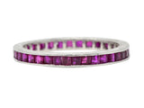 Art Deco 1.85 CTW Square Cut Ruby Platinum Scrolling Eternity Vintage Channel Band Ring Wilson's Estate Jewelry