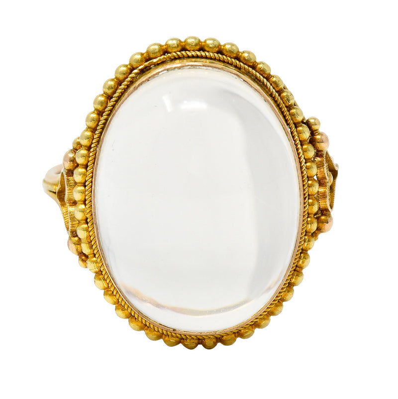 Victorian Moonstone Cabochon 18 Karat Yellow Gold Antique Heart Ring Wilson's Estate Jewelry