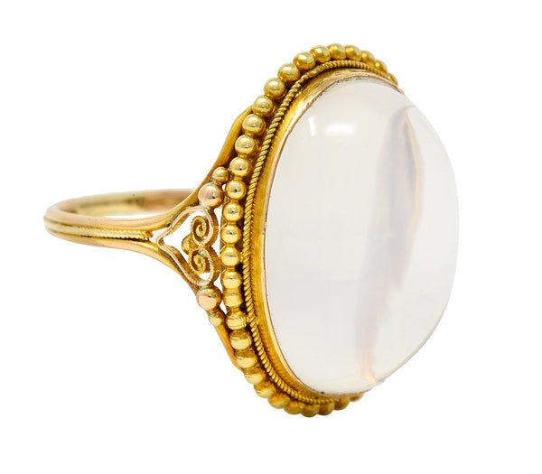 Victorian Moonstone Cabochon 18 Karat Yellow Gold Antique Heart Ring