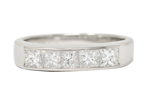 Contemporary 1.03 CTW Princess Cut Diamond Platinum Channel Band Ring Wilson's Estate Jewelry