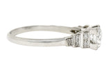 Art Deco 0.66 CTW Old European Cut Diamond Platinum Square Form Stepped Engagement Ring Wilson's Estate Jewelry
