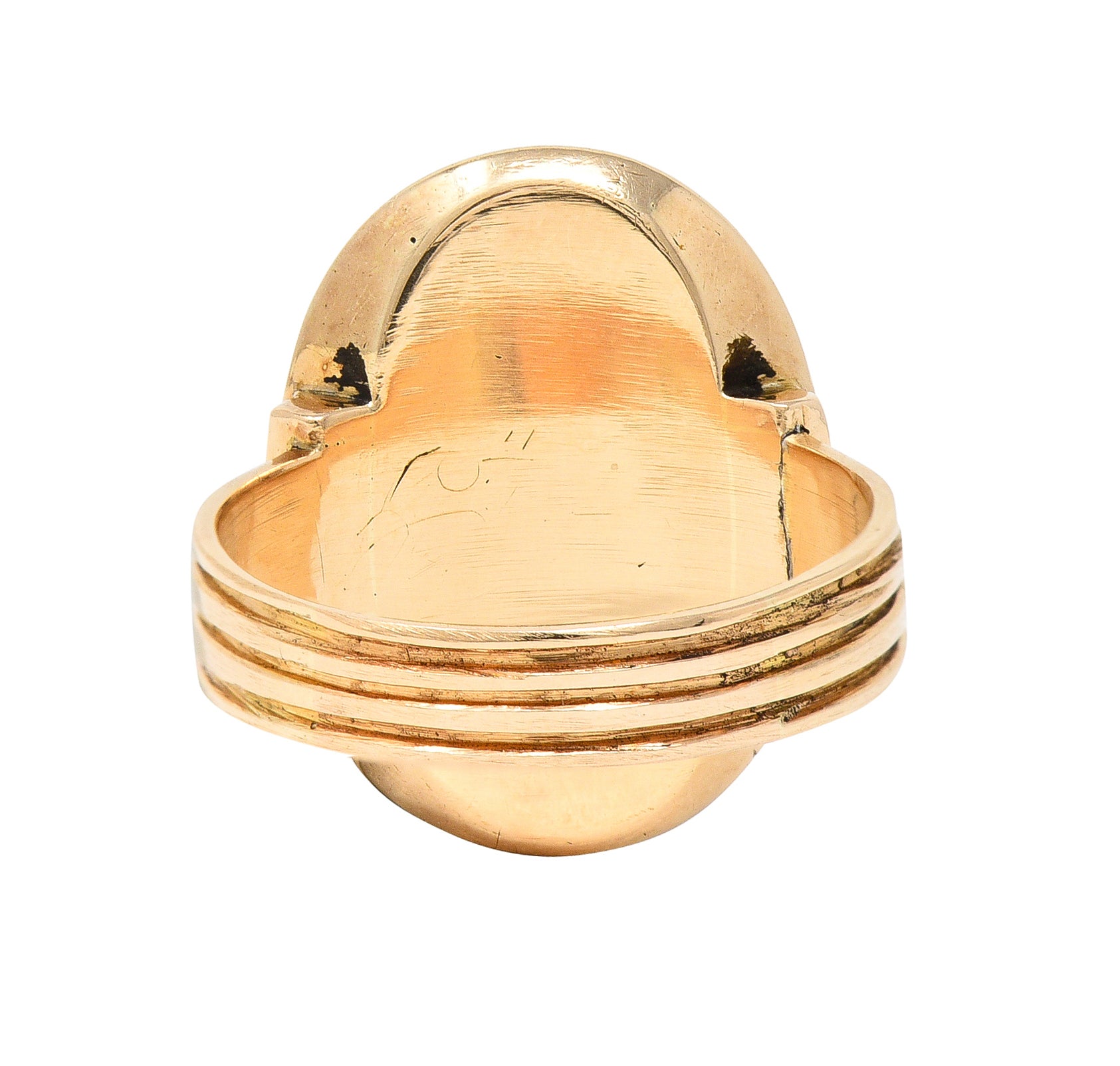 Victorian Tiger's Eye 14 Karat Rose Gold Carved Hercules Cameo Antique Unisex Ring Wilson's Estate Jewelry