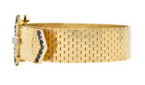 Tiffany & Co. Sapphire Diamond Platinum 14 Karat Yellow Gold Woven Mesh Belt Buckle Vintage Bracelet Wilson's Estate Jewelry