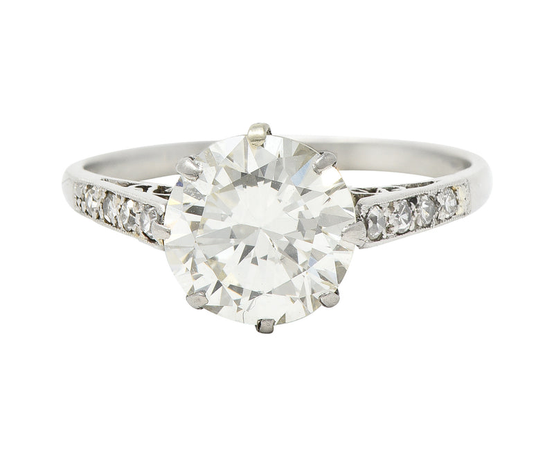 Vintage Art Deco Ring Setting Style - Art Deco 3/4 Carat Crown Scrolls Filigree Engagement Ring Setting in Platinum
