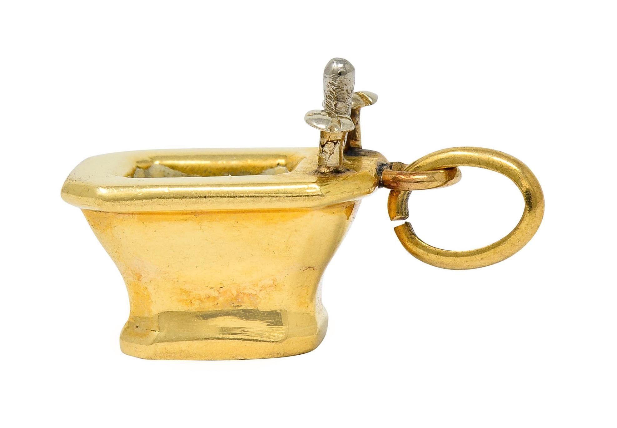 French Art Deco Enamel 18 Karat Gold Powder Room Bidet Charm