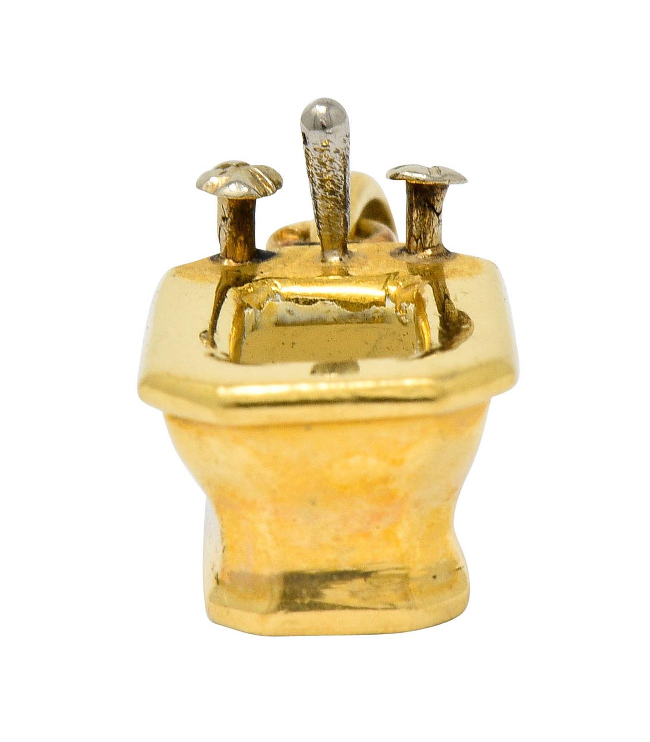 French Art Deco Enamel 18 Karat Gold Powder Room Bidet Charm