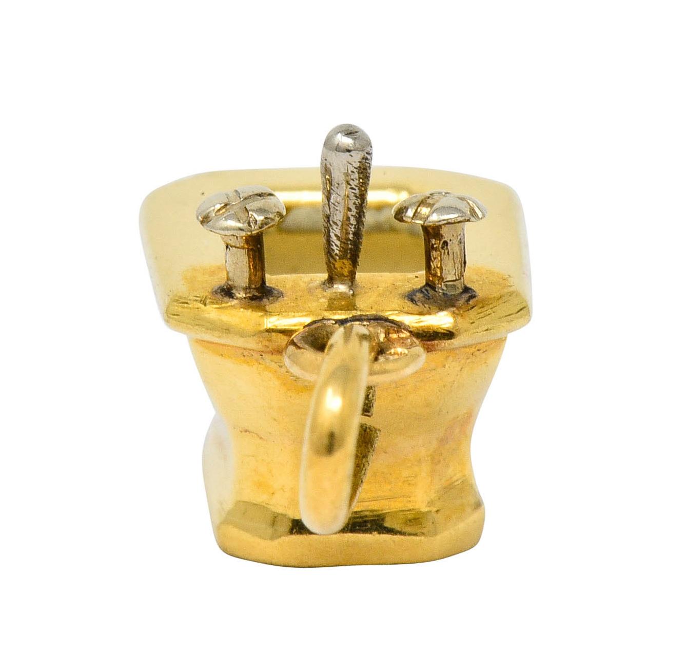 French Art Deco Enamel 18 Karat Gold Powder Room Bidet Charm