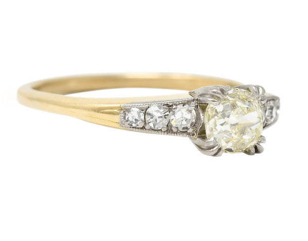 Retro 0.70 CTW Diamond Platinum 14 Karat Gold Vintage Engagement Ring