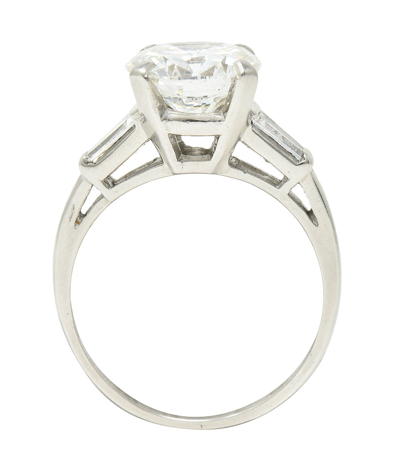 Mid-Century 3.15 CTW Diamond Platinum Vintage Engagement Ring GIA Wilson's Estate Jewelry