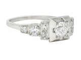 Art Deco 0.50 CTW Old European Cut Diamond Platinum Stepped Engagement Ring Wilson's Estate Jewelry