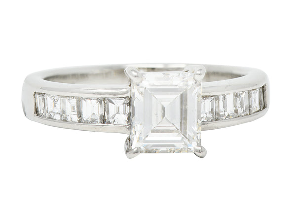 Contemporary 1.79 CTW Step Cut Diamond Platinum Channel Engagement Ring