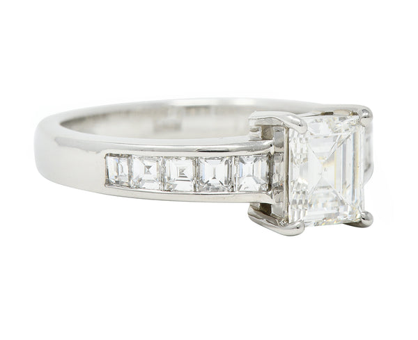 Contemporary 1.79 CTW Step Cut Diamond Platinum Channel Engagement Ring Wilson's Estate Jewelry