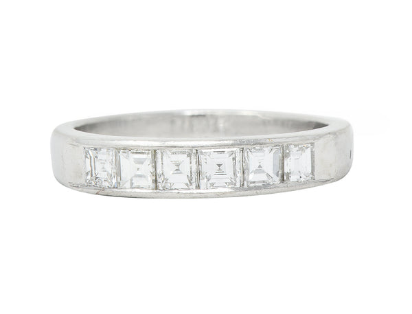 Contemporary 0.72 CTW Square Step Cut Diamond Platinum Five Stone Channel Band Ring