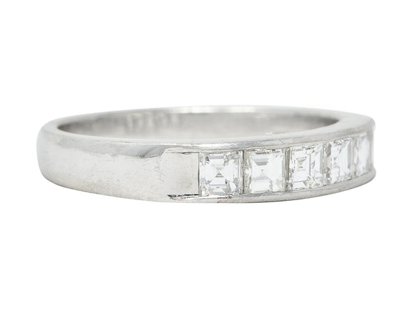 Contemporary 0.72 CTW Square Step Cut Diamond Platinum Five Stone Channel Band Ring