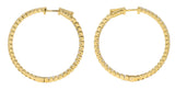 Contemporary 4.00 CTW Diamond 14 Karat Yellow Gold Round  Inside Outside Hoop Earrings Wilson's Estate Jewelry