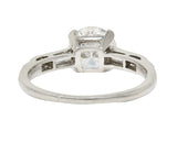 Mid-Century 1.16 CTW Transitional Cut Diamond Platinum Arch Vintage Engagement Ring Wilson's Estate Jewelry