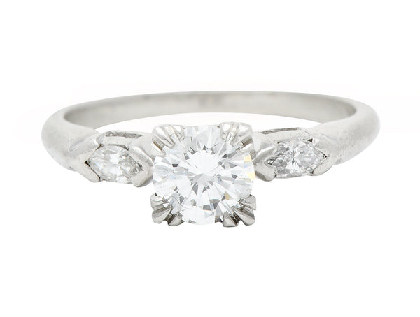 Mid-Century 0.82 CTW Diamond Platinum Marquise Three Stone Engagement Ring GIA Wilson's Estate Jewelry