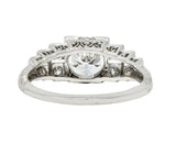 Art Deco 1.14 CTW Old European Cut Diamond Platinum Stepped Heart Trellis Engagement Ring Wilson's Estate Jewelry