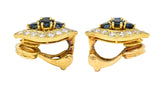 Van Cleef & Arpels France 2.04 CTW Diamond Sapphire 18 Karat Yellow Gold Marquise Cluster Ear-Clip Earrings Wilson's Estate Jewelry