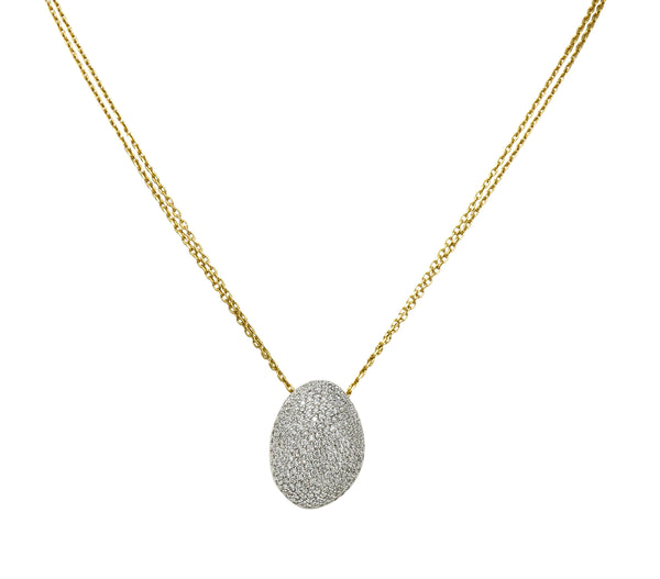 H.Stern Contemporary 2.50 CTW Diamond 18 Karat Two-Tone Gold Golden Stones Domed Pendant Necklace