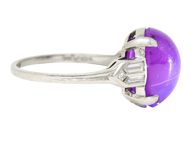 Vintage 10K White Gold Lab Created Purple Star Sapphire Ring, 1960s 10K  Synthetic Purple Star Sapphire Ring Size 6.5, Vintage Jewelry