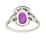 Tiffany & Co. Art Deco 11.70 CTW No Heat Ceylon Fancy Purple Star Sapphire Diamond Platinum Cabochon Ring AGL Wilson's Estate Jewelry