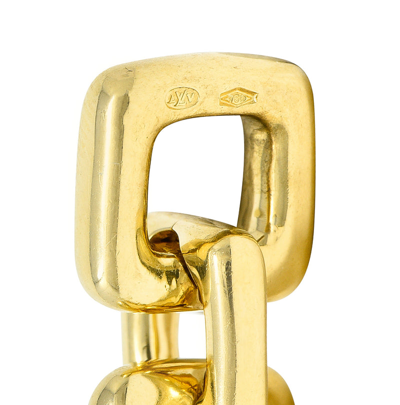 Louis Vuitton Paris 2000's 18 Karat Yellow Gold Square Lock & Key Vintage Charm Bracelet Wilson's Estate Jewelry