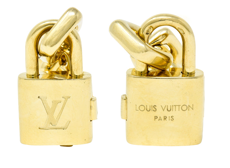 Louis Vuitton Paris 2000's 18 Karat Yellow Gold Square Lock & Key