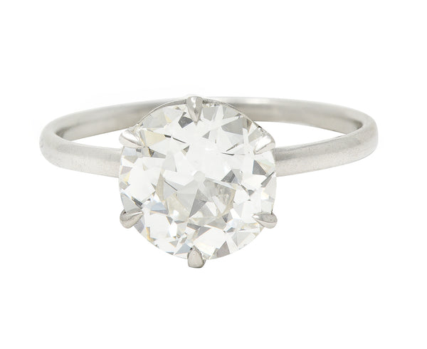 Art Deco 2.29 CTW Old European Cut Diamond Platinum Six Prong Engagement Ring GIA