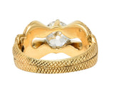 Victorian 1.22 CTW Old Mine Cut Diamond Platinum 14 Karat Yellow Gold Snake Antique Engagement Ring Wilson's Estate Jewelry