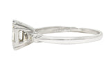 S. Wechter Co. Mid-Century 0.62 CTW Emerald Cut Diamond 14 Karat White Gold Three Stone Vintage Engagement Ring Wilson's Estate Jewelry