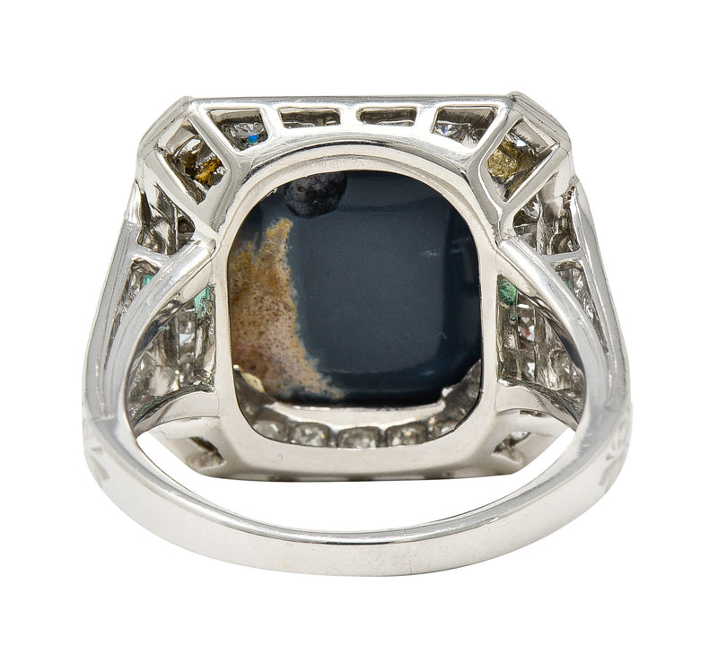 Brass Black Onyx with Diamond Signet Ring - Round - Assembly New York