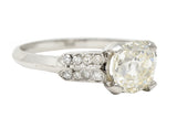 Mid-Century 1.56 CTW Old Mine Cut Diamond Platinum Knife Edge Vintage Engagement Ring Wilson's Estate Jewelry