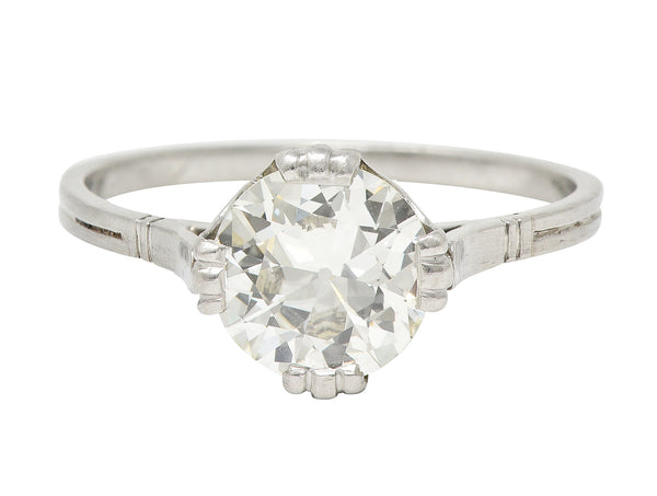 Mid-Century 1.42 CTW Old European Cut Diamond Platinum Vintage Solitaire Engagement Ring GIA
