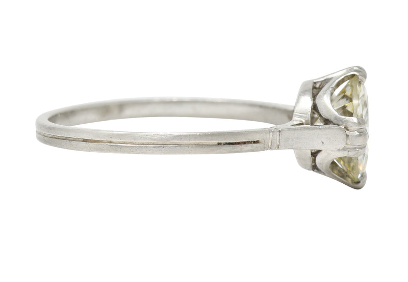 Mid-Century 1.42 CTW Old European Cut Diamond Platinum Vintage Solitaire Engagement Ring GIA Wilson's Estate Jewelry