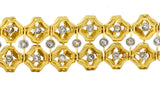 Buccellati 2.88 CTW Diamond 18 Karat Two-Tone Gold Vintage Wide Ribbon Bracelet Wilson's Estate Jewelry